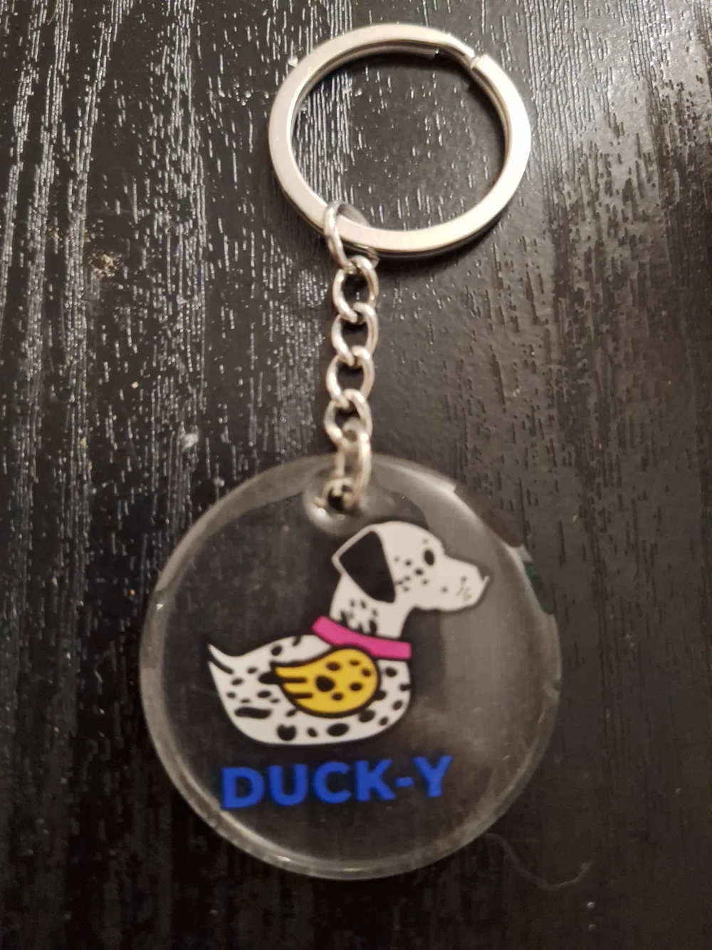 Duck-Y Acrylic Keychain Charm in Clear with Pink and Yellow Accents